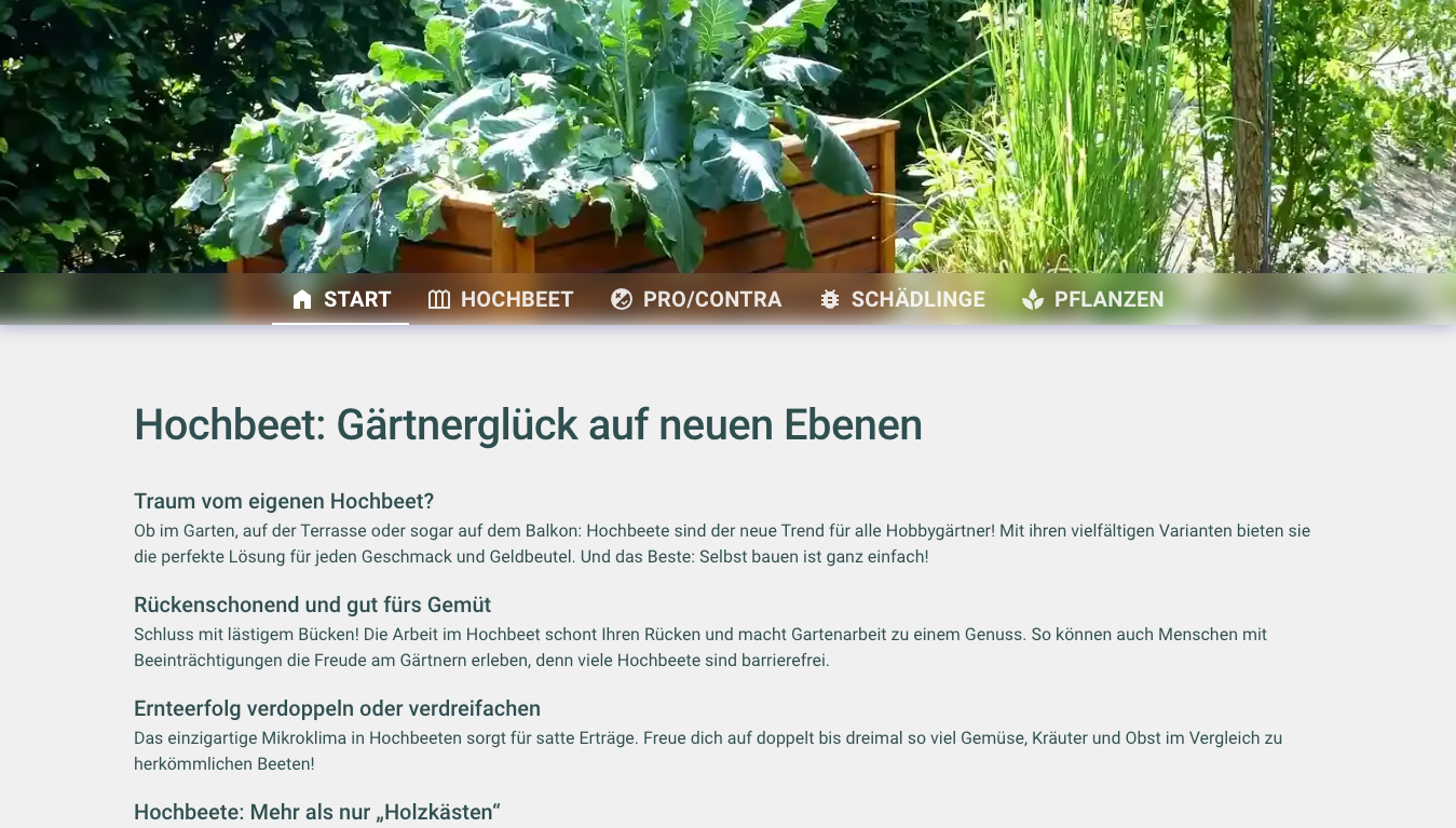 Hochbeet Oase Website